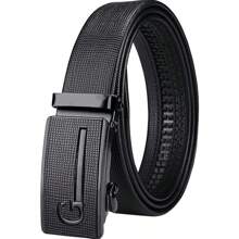 1 stuk heren casual leren riem met metalen automatische gesp, luxe merk zakelijke werkriem zomer, school