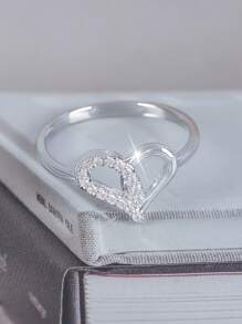 Fashionable, Minimalist, Elegant Heart-Shaped Cubic Zirconia Women's Promise Ring, Ideal For Weddings, Engagements, And Valentine's Day Gifts