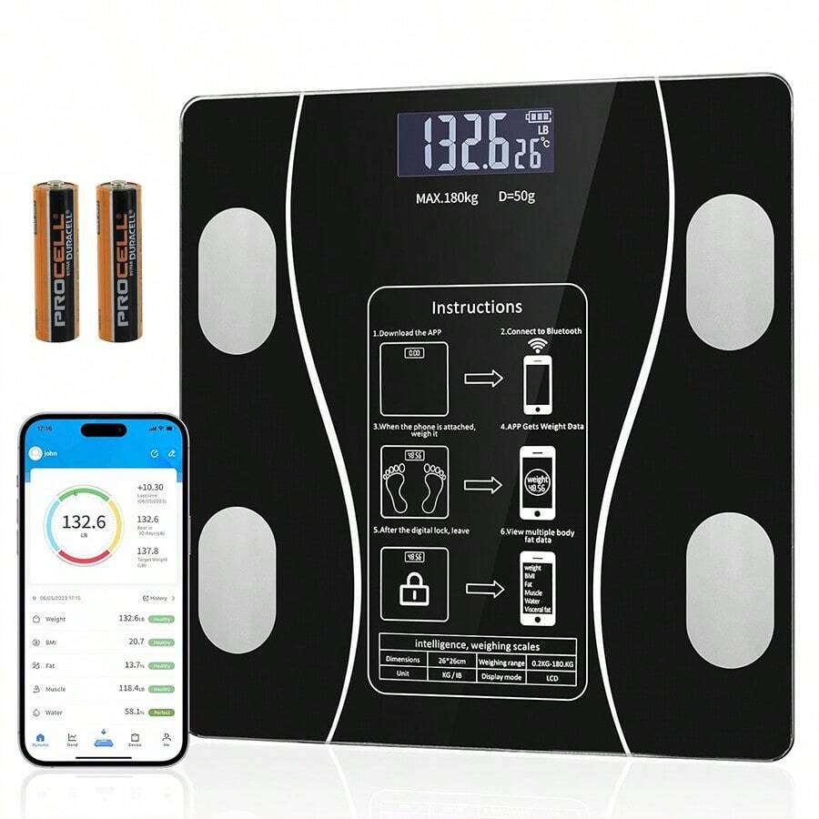 Báscula Electrónica De Baño Inteligente App Teker,navidad - Negro - Ver 1