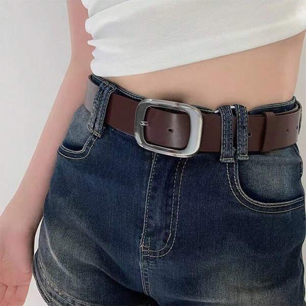 1pc Women's Casual Belt, Black, Fashion, Versatile Summer, School