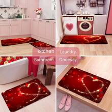1/2pcs Abstract Heart Shaped Kitchen Mat, Seasonal Valentine's Day Anniversary Wedding Holiday Low-Key Floor Mats, Suitable For Home Kitchen