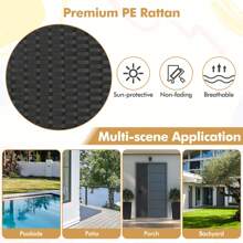 Homasis 3 PCS Patio Furniture Set W/Tempered Glass Coffee Table Washable Cushions Black - Black - View 8
