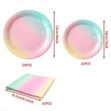 10pcs Rainbow Party Decorations Pastel Rainbow And Gold Paper Plates Napkins Dinnerware For Pastel Rainbow Birthday Party Bridal Shower Picnic And Other Party Supplies - Multicolor - View 10