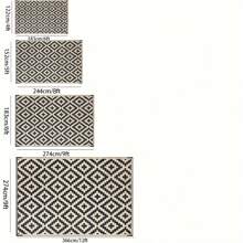 Reversible Mats, Plastic Straw Rug, Modern Area Rug, Large Floor Mat And Rug For Outdoors, RV, Patio, Backyard, Deck, Picnic, Beach, Trailer, Camping, Black & Cream, 9' X 12'