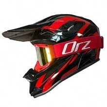 AD 1 Mũ bảo hiểm Motocross màu đỏ và đen dành cho xe đạp địa hình, bảo vệ xe đạp điện và xe đạp, mũ đua xe địa hình cho nam và nữ, mũ bảo hiểm mọi mùa - Đỏ - Xem 3