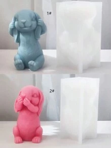 DIY Handmade Hear No Evil, See No Evil Rabbit Silicone Mold For Soy Wax, Soap, Bath Bomb, Candle Making - White - View 1