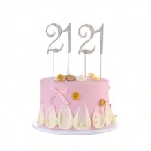 1 st. Grote maat 15, 16, 17, 18, 60 jaar oud verjaardagsfeest strass taarttopper decoratie, Happy Birthday middelste nummer taarttopper, bruiloft verjaardagstaartprikker