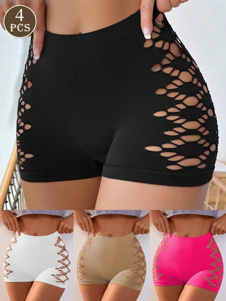 4PCS Women's High-Waisted Hollow Panties, Comfortable And Stylish