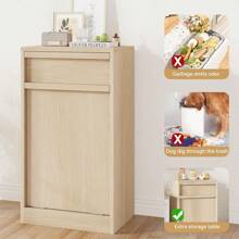Trash Cabinet Tilt Out, Freestanding Trash Can Cabinet With 10 Gallon Storage, Hidden Pet-Proof Garbage Bin Cabinet Laundry Hamper For Kitchen Dining Room Living Room - Yellow-Single Door - 查看 7
