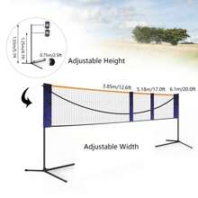Rainaut Rainaut Badminton Pickleball Net, 20ft Portable Tennis Net With Pole Badminton Net Set For Playing Badminton Modified Volleyball Tennis Soccer Tennis Indoor Or Outdoor