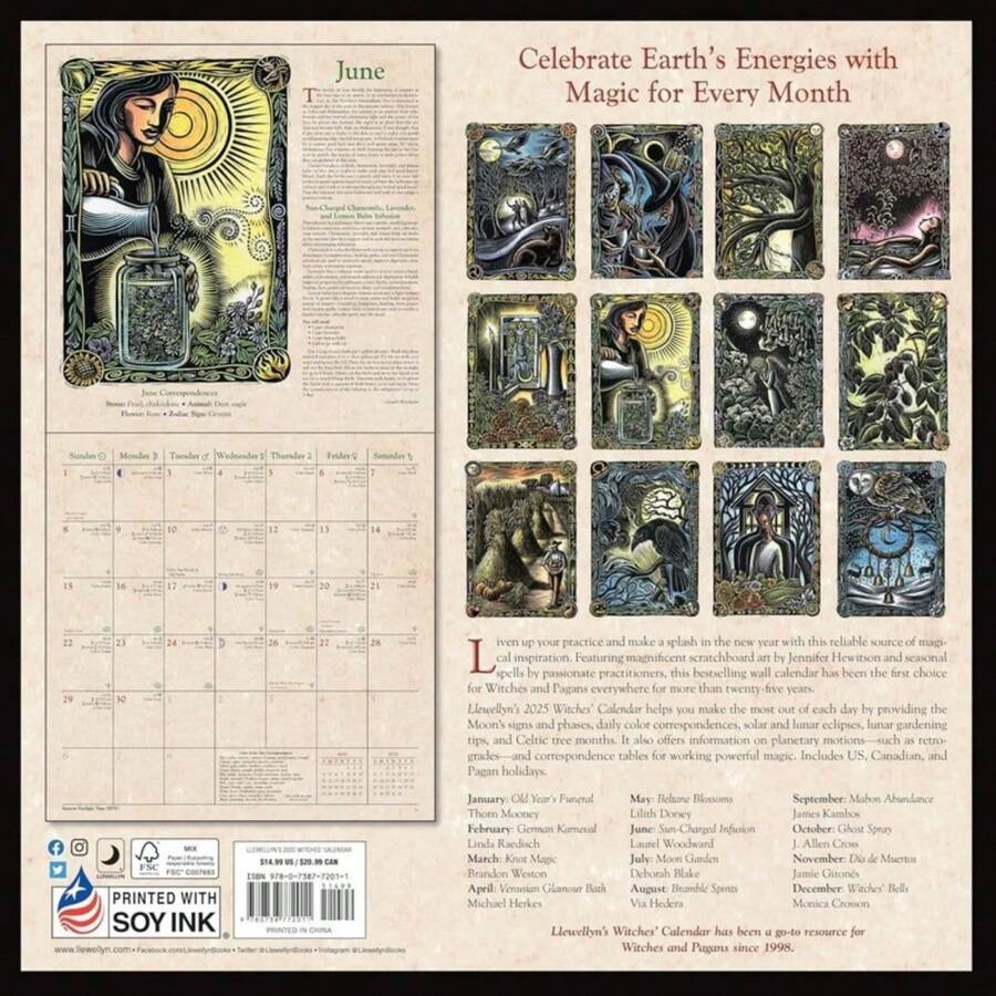 2025 Witches' Calendar, Witches' Gift Personalized Hanging Calendar for