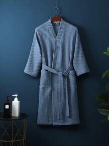 1 Stück Bademantel mit Waffel-Textur, unisex Kimono Bademantel, Frühling Sommer Hotel SPA Bademantel, saugfähig und schnell trocknend, weite Passform, Mehrfarbig, Badezimmer & Heim Accessoires Heim Badezimmer Dekoration Rückkehr zur Schule - Verschiedenfarbig - Übersicht 13