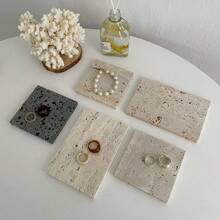 1pc Porous Stone Style Jewelry Display Prop, Decorative Beige Stone Mat For Photo Shooting, Jewelry Display, And Daily Use Gifts For Women