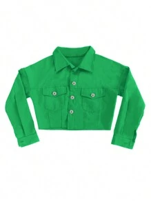 Women Denim Two-Piece Outfits - Green - View 5