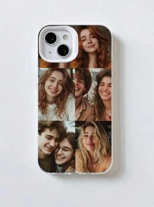 1pc Customizable Photo Puzzle Decor Silver Phone Case For IPhone 16 Pro Max/16 Plus/16 Pro, Wedding Personalized Picture, Gift For Couples, Friends, Family, Graduation