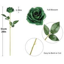 1pc/5pcs/10pcs/12pcs/20pcs 20-Inch Green Artificial Rose Flowers, High-End Fake Roses, Suitable For Home Decor, Room Decor, Dining Table Decor, Wedding Decor, Bridal Bouquet, Wrist Corsage, Flower Arrangement. Suitable For Home, Restaurant, Bedroom, Vase Decoration. - Green - View 3