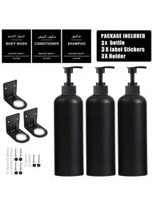 WCIC 淋浴墙用洗发水分配器，500ML 哑光黑色高乳液瓶（带黑色塑料泵），带护发素/洗发水/沐浴露贴纸，空洗发水和护发素分配器可再填充淋浴分配器，适用于厨房、浴室、旅行、美容院、洗衣房家居浴室装饰秋季装饰返校 - 彩色 - 查看 12
