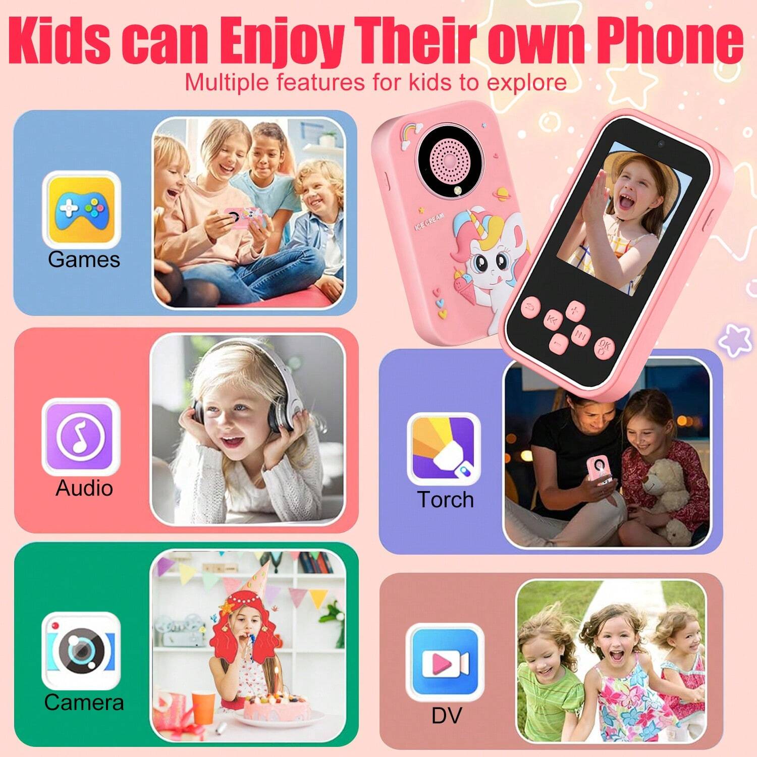 Kinder-Smartphone-Spielzeug, HD Dual-Kamera Kinderhandy, Weihnachts