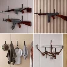 2/4/8pcs Pack Gun Hooks, Wall Mounted Gun Rack Storage Display Rack, Horizontal Hooks For Rifles, Shotguns, Pistols, Air Guns, Compound Bows, Baseball Bats, Home And Garage Organization Accessories - Black - View 10