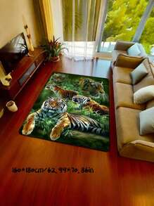 3D Printed Animal Jungle Tiger Design Shaggy Area Rug, Interesting Bedroom Carpet Decor - Multicolor - View 12
