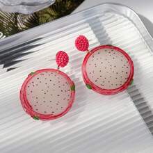 1 paire de boucles d'oreilles élégantes et minimalistes pour femmes avec design de série de fruits tels que pitaya, citron, orange, kiwi. Convient pour le port quotidien, les fêtes et les vacances. Excellent cadeau pour les petites amies, l'épouse, la famille et les amis