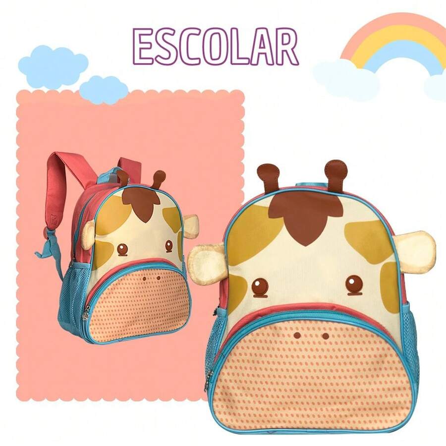 Children's School Backpack With Back Straps, Early Childhood, Nursery, Garden, Printed Girl - Giraffe - 彩色 - 查看 1
