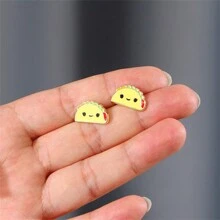 可爱 Taco 耳环珐琅日常珠宝礼物送给朋友时尚精致 - 彩色 - 查看 6