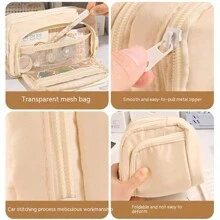 BUNKI Estuche grande de estilo japonés simple para lápices, nueva caja de papelería, estuche para lápices, bolsa de almacenamiento de cosméticos Ins. Bolsa multifuncional de papelería, bolsa de almacenamiento de lápices y bolígrafos, rotuladores, estuche para bolígrafos, estuche para plumas estilográficas, bolsa de maquillaje portátil, bolsa de almacenamiento de suministros de oficina, caja de papelería de gran capacidad adecuada para oficina, útiles escolares, regalos