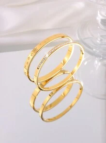 2 Pcs Gorgeous Exquisite Personalized Stainless Steel Love Single Row Drill Bangle Combination Suitable For Holiday Gift-Giving Ladies Valentines, Mom, Mother, Mother's Day, Gift - Love Single Row Diamond Bracelet Combination - View 30