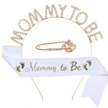 2pcs Set Pesta "Calon Ibu": 1 Mahkota Berlian Imitasi dan 1 Tali Bahu untuk Kaki, untuk Pesta Pengungkapan Jenis Kelamin Bayi, Dekorasi Keluarga, dan Hadiah Baby Shower - MultiWarna - View 17