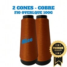 NICE LINES Kit 2 Overlock Thread 100g EACH - For Overlock Machine - White, Black And Colored. - COBRE - Ver 1