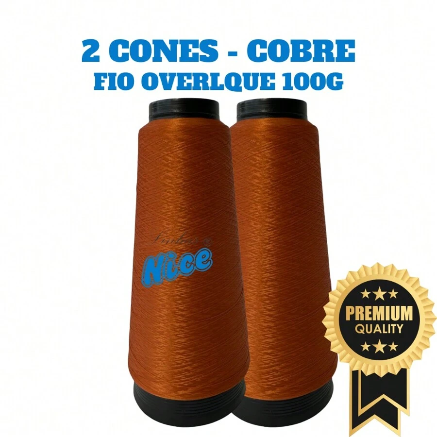 NICE LINES Kit 2 Overlock Thread 100g EACH - For Overlock Machine - White, Black And Colored. - COBRE - Ver 1