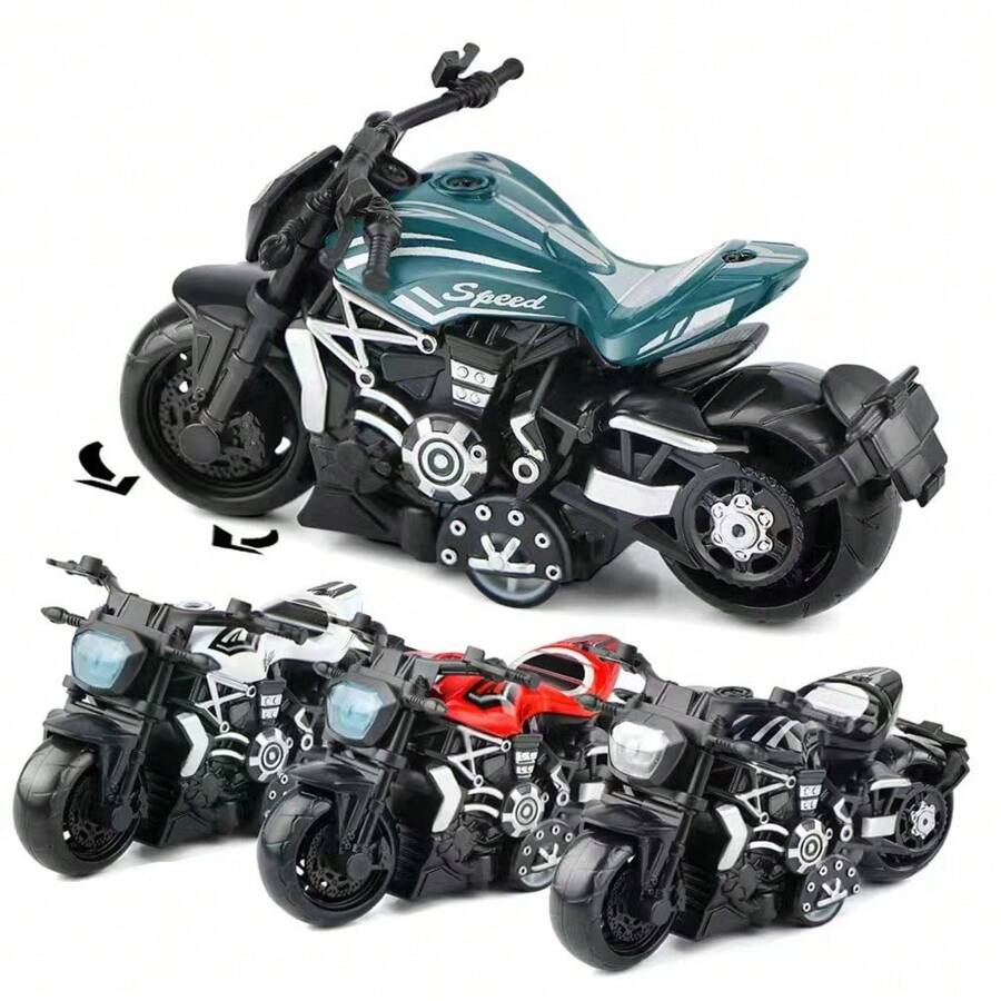 1pc Alloy Motorcycle - Metal Material - Harley Model - Ducati Model - Motorcycle Ornament - Movable - No Battery Required - Pull Back & Go - Toy Car - Birthday Gift - Christmas Gift - Perfect Gift - Presents - Toys