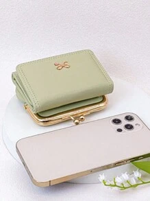 Clip Short Folding Pu Wallet Sweet Cute Fashion Young Zip Large Capacity Card Holder Storage Card Women Purse - Green - View 3