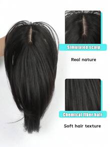 Hair BaZi Bangs Mid Split Headpiece For Diluting Hair With 10 Inch Hair Patches. Female Hair Headpiece With Extra Hair Volume. Straight Hair Patches Are Super Soft And Feel Like Real Hair - Multicolor - View 5