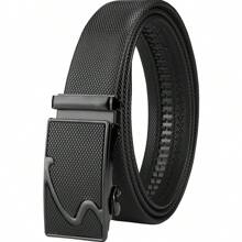 1 stuk heren casual leren riem met metalen automatische gesp, luxe merk zakelijke werkriem zomer, school