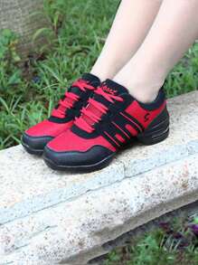 Women's Minimalist Retro Casual Dance Shoes, Indoor Non-Slip Classic PU Sole Stage Dancing Shoes, Comfortable Breathable Lace-Up Simple Dance Shoes