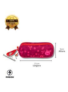 Double Pencil Case Floral Print Youth School Rabisk Red - 紅色 - 查看 2