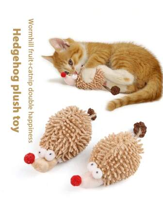 1/2pcs Pet Plush Cat Toys, Cat Self-Playing Chewing Toys, Plush Hedgehog