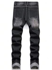 Teen Boy Water Wash Patch Distressed Denim Jeans - Black - View 3