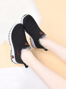 Women All-Match Flat Ankle Boots, Thermal Lined Thick Warm Anti-Slip Ankle Boots, Winter Outdoor Snow Boots - Black - View 1