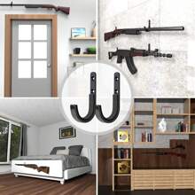 2/4/8pcs Pack Gun Hooks, Wall Mounted Gun Rack Storage Display Rack, Horizontal Hooks For Rifles, Shotguns, Pistols, Air Guns, Compound Bows, Baseball Bats, Home And Garage Organization Accessories - Black - View 8