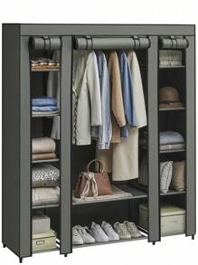 SONGMICS Armoire en Tissu 12 avec Tringle à vêtements et étagères - Armoire Solide pour Chambre à Coucher, Dressing, 150 x 45 x 175 cm, Vert Olive - Vert olive - Voir 2