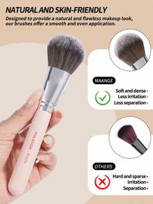 MAANGE 7Pcs Professional Makeup Brushes Set With Paper Box, Eyeshadow Brush Loose Powder Brush Foundation Brush Contour Brush Concealer Brush Shadow Brush Smudge Brush,Makeup Tools With Soft Fiber For Easy Carrying,Brush Set For Travel,Gift For Women&Girls - 藕粉色 - 查看 4