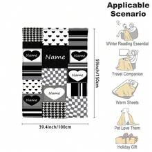 1 chiếc chăn cá nhân hóa có tên, chăn vải nỉ họa tiết trái tim kẻ caro, chăn mềm mại và ấm áp, chăn kỷ niệm đáng nhớ, quà tặng sinh nhật và Giáng sinh cho gia đình và bạn bè, thích hợp cho phòng ngủ, văn phòng, giường, ghế sofa, ghế bành, ngủ trưa, cắm trại, du lịch - Nhiều màu - Xem 8