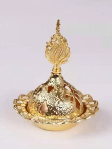 1 件，镂空复古金色香炉，奥斯克形状香炉，卡里姆香炉，节日香炉，蜡烛刻度装饰房间装饰，场景装饰，卧室装饰。金色镂空复古阿拉伯小香炉金属香塔香檀香炉礼物生日毕业 - 金色 - 查看 6