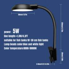 1 pièce Lampe de clip LED USB à haute luminosité réglable sur 3 modes, lumière changeante de couleur blanche, bleue, rouge et verte, pour aquarium, plantes sous-marines, convient pour aquarium rond et carré, alimenté par USB