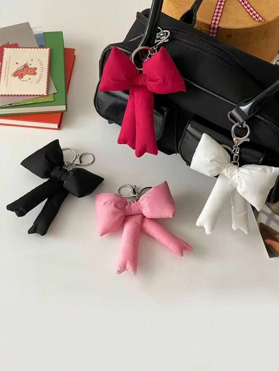 Cute Ins Style Plush Tie Keychain Girly Bag Pendant Winter Gifts For Women Bow Valentines - Multicolor - View 1