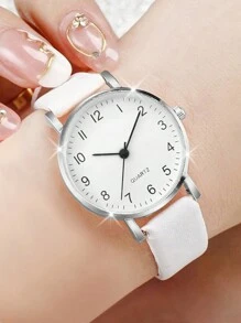 4pcs/Set Women's Casual Fashion Digital Small Dial Quartz Wrist Watch Combo - Black and White - View 5