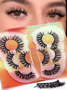 5pairs/Set C Curl 3D Faux Mink Hair Fluffy False Eyelashes With Butterfly Shaped Tray, Natural Looking,Cat-Eye Cartoon False Eyelashes With Messy Wispy End, Eyelash Extension Kit,Dramatic Volume False Eyelashes, Fluffy Russian Big Curling Imitation Mink Hair Eyelashes,Thick And Soft, Reusable, Individual Packaging, Makeup Tool For Beauty,Small Packaging Is Suitable For Tourism Use - 交叉款 - 查看 11